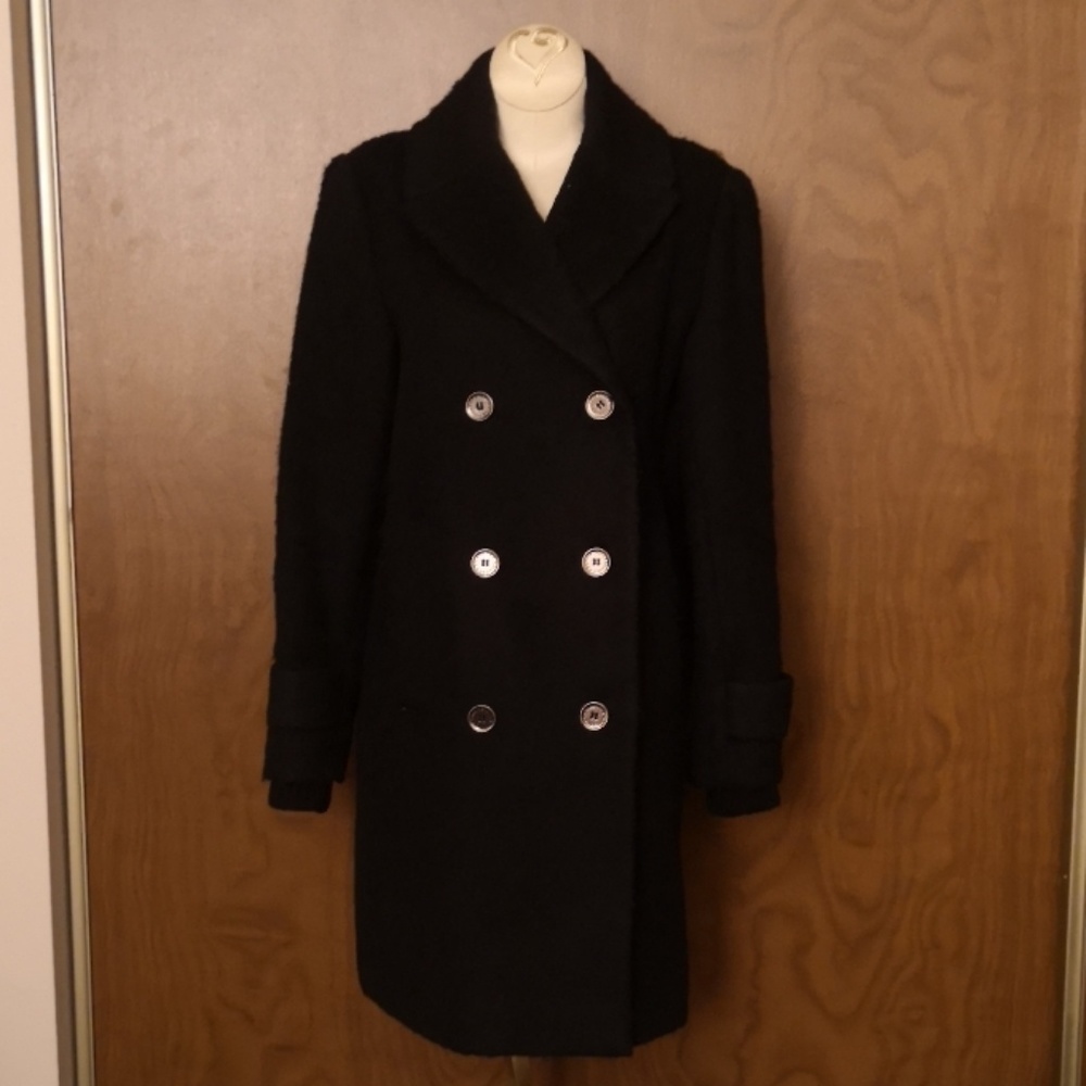 French Connection black wool blend coat size 6